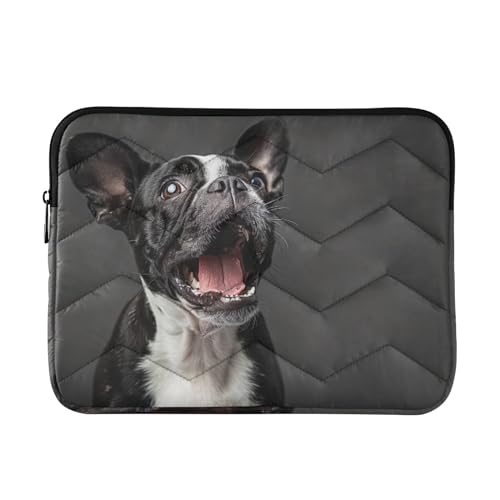 Funda para portátil 13-14 pulgadas con diseño de perro blanco y negro impermeable