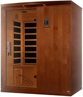 DYNAMIC SAUNAS Madrid Elite 3-Person Ultra Low EMF FAR Infrared Sauna with Red Light Therapy & Bluetooth Speakers | Personal Indoor Dry Heat Sauna for Home & Gym – Made from Canadian Hemlock