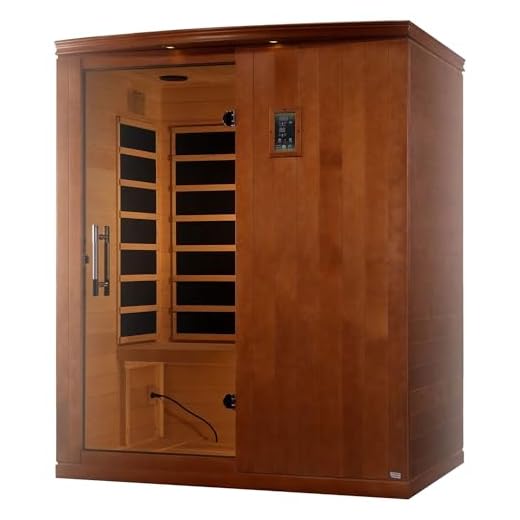 DYNAMIC SAUNAS Madrid Elite 3-Person Ultra Low EMF FAR Infrared Sauna with Red Light Therapy & Bluetooth Speakers | Personal Indoor Spa for Home & Gym – Made from Canadian Hemlock