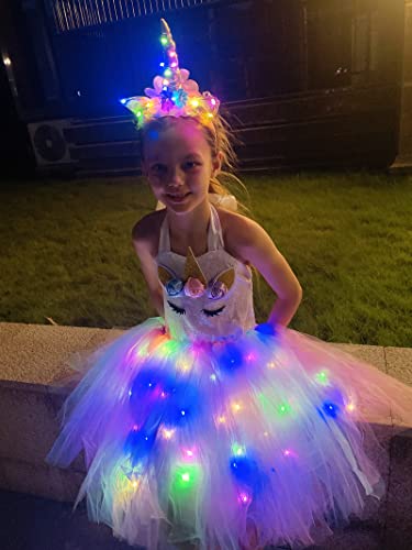 Davsolly Unicorn Costume For Girls Led Light Up Unicorn Princess Tutu Outfit For Halloween Dress Up Birthday Christmas Gifts #TOP3