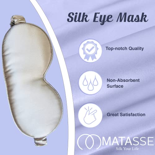 Matasse Silk Your Life Silk Eye Sleeping Mask With Adjustable Strap- 3D Contoured Eye Mask For Sleeping, Eye Cover Sleep Mask W/Silk Covered Strap For Women, Men, Genuine Mulberry Silk, Champagne #TOP3