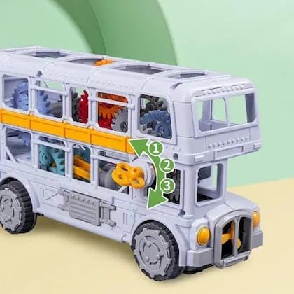 KRIREEN Retro Double Decker Model Toy with Music Light and Sound and Artificial Wheel Universal Electric Musical School Birthday Gift Little Kids for Boys Girls - Multicolor, (Pack of 1) (Retro Bus) 2