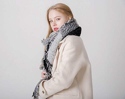 WSLCN Cachecóis femininos de inverno cachecol cobertor quente xadrez longo grande quente cachecol gr