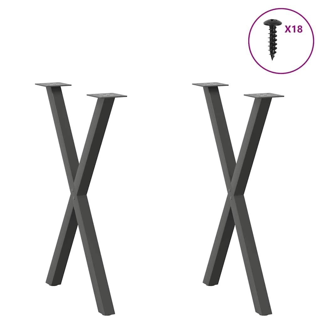 Gambe Tavolo Pranzo a X 2 pz Antracite 57x(72-73) cm Acciaio,Gambe per Mobili,Gambe da caffè Struttura per Tavolo Piedini Gambe Scrivania-4012914