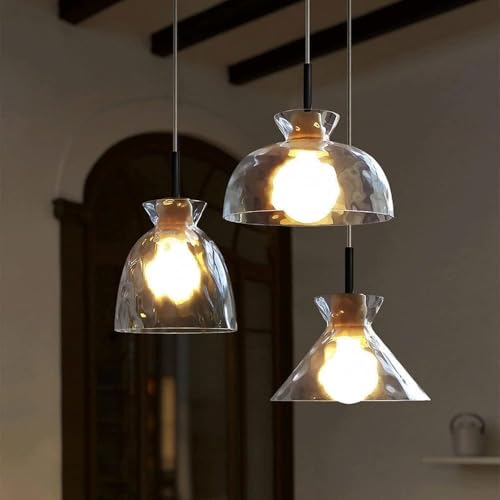 Lampe Plafond Suspendue rustique avec abat-jour verre martelé