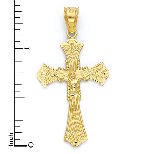 Solid Gold Crucifix Pendant in 10k or 14k, Religious Baptism Gift Cross Jewelry4