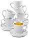 Produktbild Cosumy Espressotassen Weiß Keramik 6er Set - Mit Untertassen - Stapelbares Design - Hält Lange Warm - Geschenkbox - 70ml