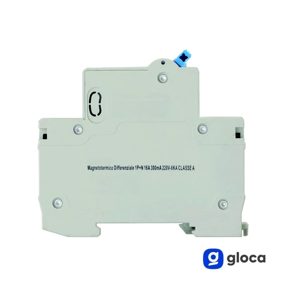 gloca Interruttore Magnetotermico Differenziale 1P+N 300mA 220V 6KA 2 Moduli DIN Classe A (16 Ampere)