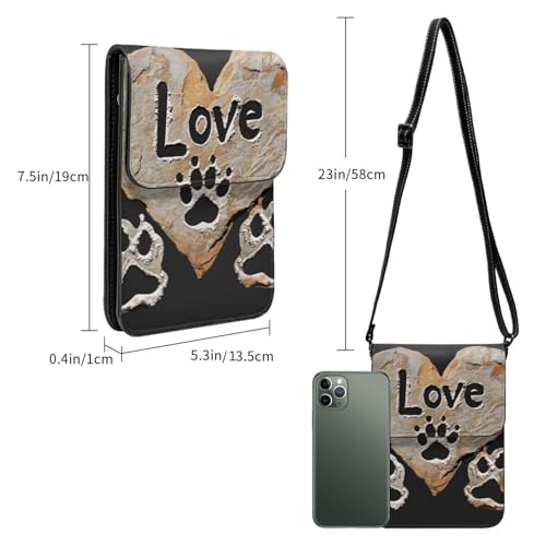 Lover Dog Paw Printed Crossbody Cell Phone Bag for Women Men, Small Leather Cell Phone Purse Wallet, Hold Two Phones3