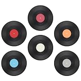 6 Pezzi Dischi in Vinile Plastico Decorativi Vintage, Nero