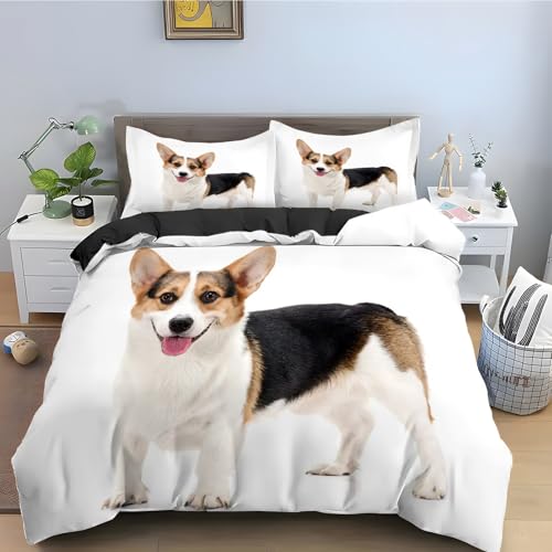 Housse de couette 220x240 Corgi en microfibre douce et zippée