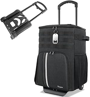 66 Can Cooler With Wheels, 40l Large Leak Proof Rolling Ice Cooler Smart Cart, Insulated Collapsible Cooler Bag Bulit In Bottle Opener With Multi Pocket & Handle For Beach, Outdoor,Camping, BBQ, Black