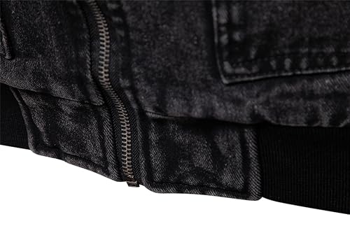 Men's Turn Down Collar Warm Fleece Thicken Denim Jacket Big Pockets Winter Jeans Coat3