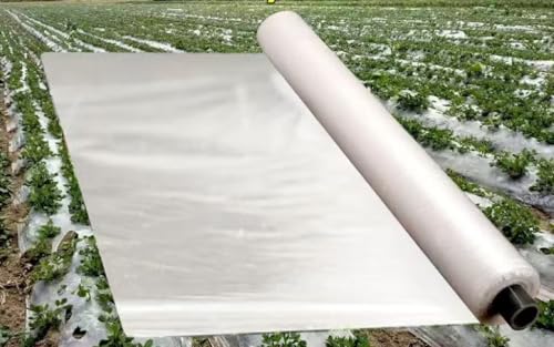 URZM White PE Mulch Film，175m x 0.006mm Thick Agri/Greenhouse Cover, Thermal & Moisture Retention - 1pc