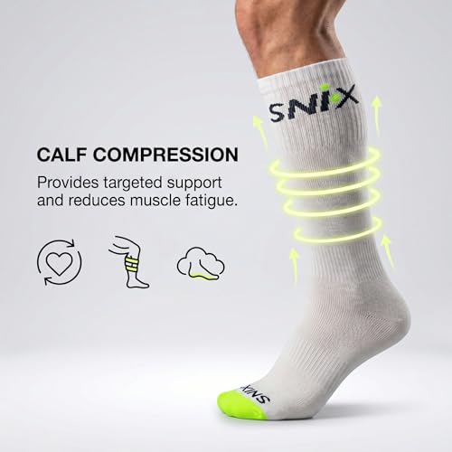 Image of SNIX Sportswear Athletic Socks For Men, Long, White With Colour Accent