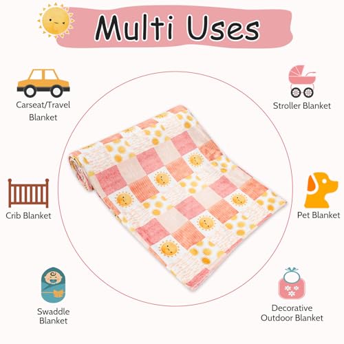 Image of Baby Blanket for Boys Girls, Super Soft Double Layer Mink Blankets with Dotted Backing, Lattice Sun Toddler Newborn Nursery Bed Blanket, Multicolor Printed Blanket, 50 X 60 Inches