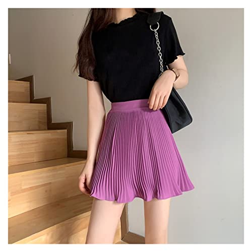 SMEJS Cintura alta A-Line Falda plisada Mujeres Mujeres de verano Falda corta Falda Temperamento Plisado Falda (Color : A, Size : One size)