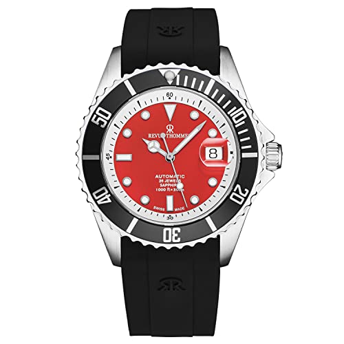 Men's 'Diver' Red Dial Black Rubber Strap Swiss Automatic Watch 17571.2338