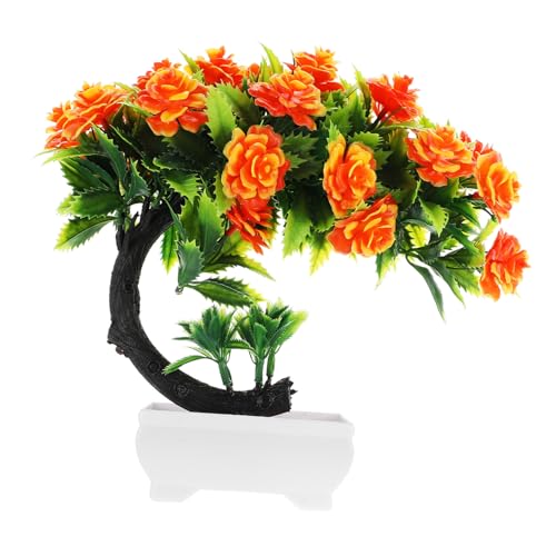 Cabilock Planta Artificial Pequeña Peonías Maceta Simulada Adorno Verde para Decoración Hogar Oficina Mesa Sala