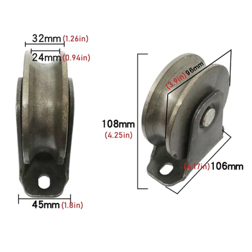 carrucole per funi metalliche, Puleggia con scanalatura a U a doppio cuscinetto for fune metallica e porte scorrevoli, dimensioni multiple(98mm)