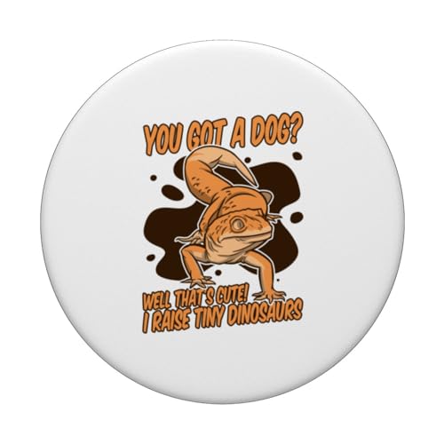 I Raise Tiny Dinosaurs Lizard Gekkota Crested Leopard Gecko PopSockets Swappable PopGrip, Black - Image 3