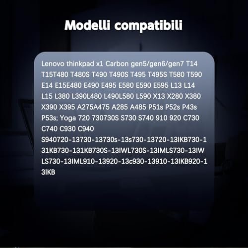 Alimentatore USB C 65W Caricatore per ThinkPad X1 Carbon T14 T15 T480 T490 T590 T580 E480 E490 E580 E590 E595 Yoga C740 720 730 720-13ikb 730-13ikb 910 Tipo C Caricabatterie Adattatore