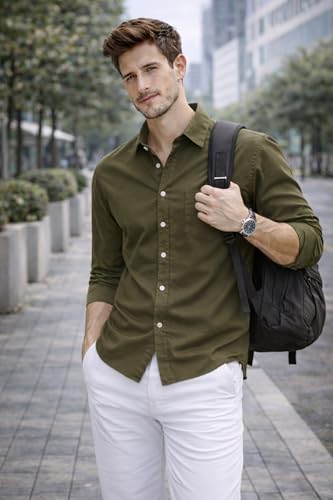 Image of Ben Martin Shirt for Men | Regular Casual Shirts for Mens' | Men's Casual Shirt's Slim Fit | Full Sleeve Cotton Shirts for Men's | Solid Shirt's for Mens Stylish | Formal & Casual Office Wear Shirts
