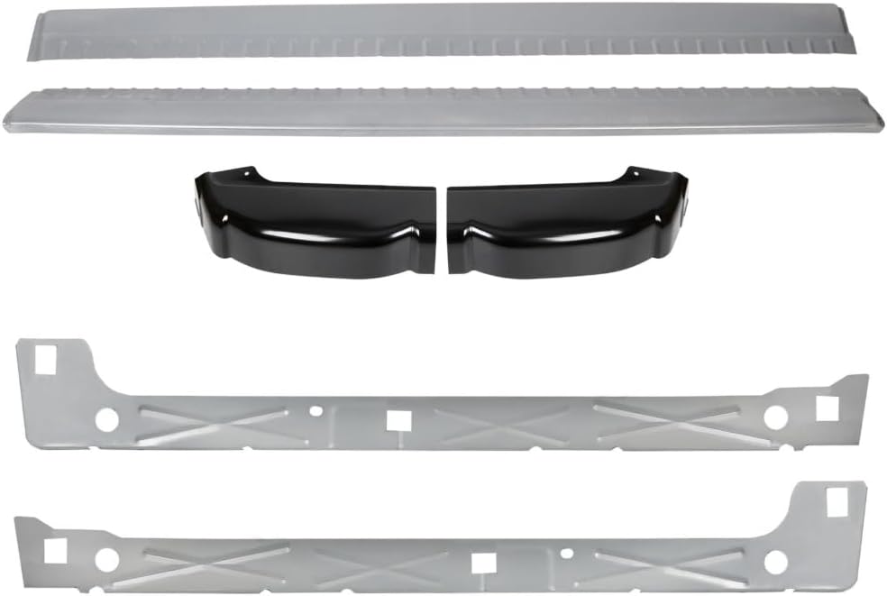 Inner & Outer Rocker Panels W/Cab Corners for Chevy for Silverado 3500HD/3500/2500HD/2500/1500,for GMC for Sierra 3500HD/3500/2500HD/2500/1500 4Dr Cab (Black & Sliver,Steel)