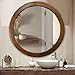 CULER Round Mirrors 30 Inch,Wood Vanity Wall Rustic Mirror with Walnut Frame, Wooden Mirror for Bathroom Bedroom Living Room Or Entryway(Walnut Brown)