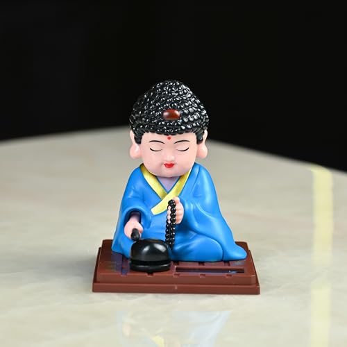 Image of ZAICUS Solar-Powered Moving Head Buddha Statue - Car Dashboard, Home & Office - Buddha Statue with Moving Head - Feng Shui Ornament for Peace, Positivity & Good Luck Gift