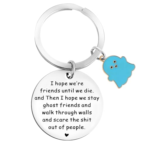 Jeffdad Funny Ghost Theme Keychain, Best Friend Keychain, Unique Friendship Gifts for Women, Female Friends, Sisters, Girlfriends, Multicolored