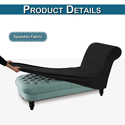 Chaise Lounge Covers Slipcover,Velvet Chair Cover For Living Room Bedroom,Armless Chair Covers Furniture Protector (Black) #TOP2