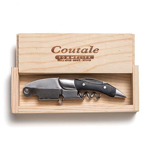 Prestige Waiters Corkscrew By Coutale Sommelier - Blackwood - Handmade and Sustainable Pinewood Crate - French Patented Spring-Loaded Double Lever Wine Bottle Opener for Bartenders and Gifts