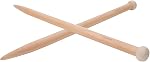 2Pcs Aiguilles à tricoter en bois, Aiguille à tricotage carbonisé pointue unique Outil de tissage pour la couverture de la tresse d'écharpe(15mm)