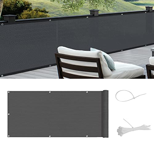 COOL AREA Balkon Sichtschutz HDPE UV-Schutz Leicht Transparent,Balkonverkleidung mit Kabelbinder, 90x400cm, Graphit Cover