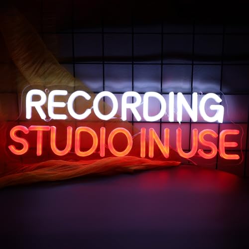 Recording Studio in Use Neon Sign LED Recording Sign for Studio Bright Recording Light Sign for Music Rooms Home Studio Podcast Rooms Professional Recording Studio Decor Wall Light
