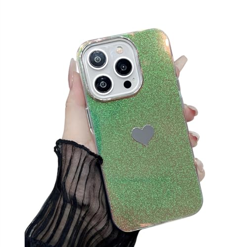 Coque mignonne à paillettes iPhone 14 un cadeau romantique avec cœur d'amour