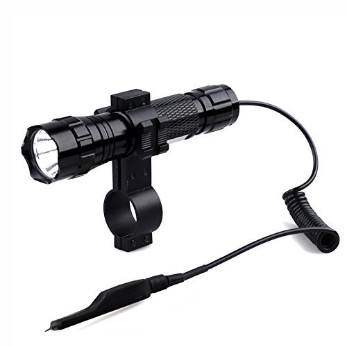 BESTSUN Lampe torche tactique à bouton poussoir très lumineuse - LED CREE XMl-L2 3-18 V 1 200 lm, 1 mode lumineux - Chasse, tir - Support déporté de 2,5 cm inclus (pile non incluse)