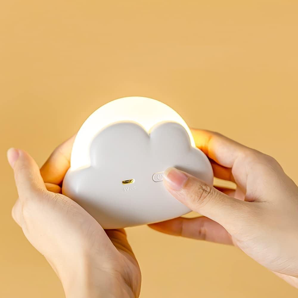 Cloud Night Light - Portable, Rechargeable Dimmer for Breastfeeding & Sleeping - 2 Modes & Brightness Levels, Gift for Kids, Decor (White)