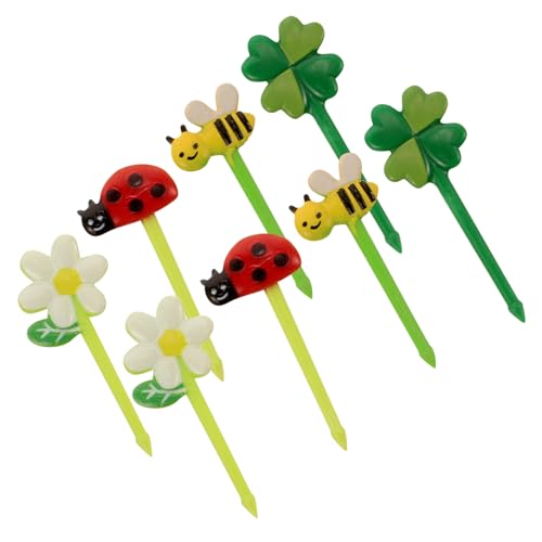 Cabilock Bento Accessories 5 Pack of Bee Kitchen Decorative Fruit Picks Lunch Toothpicks Reusable Plastic Forks Fruit Decor Sign