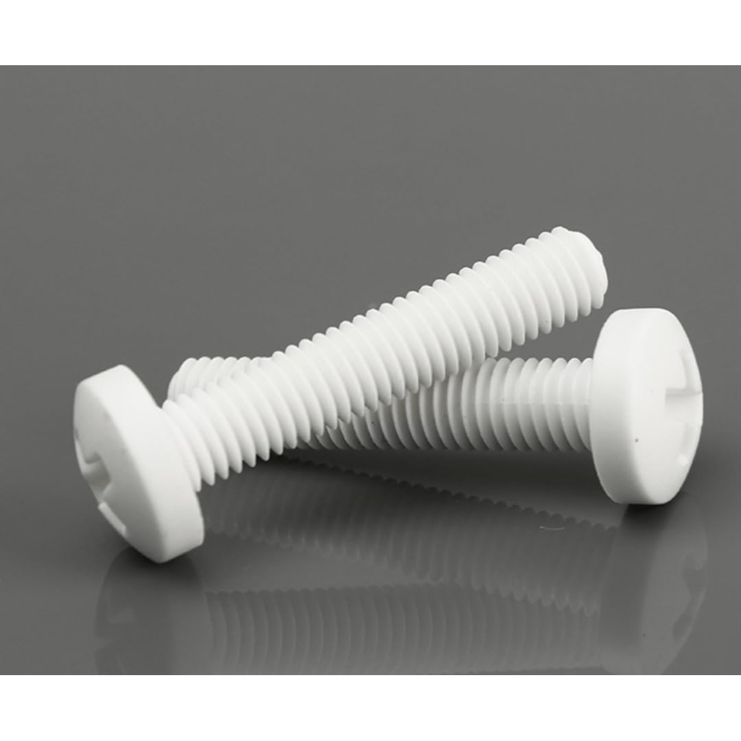Tornillos de cabeza de disco de PTFE resistentes a ácidos y álcalis (10 unidades) - Pernos aislantes de plástico for aplicaciones industriales(M10*40)