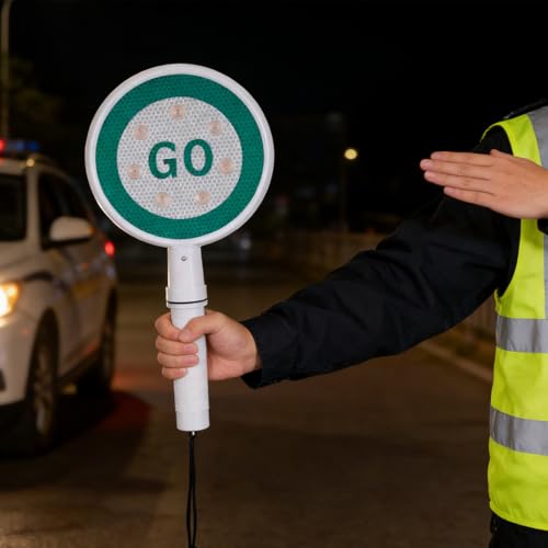 Panneau d'arrêt circulation SHINEOFI étanche avec éclairage LED double face puissant