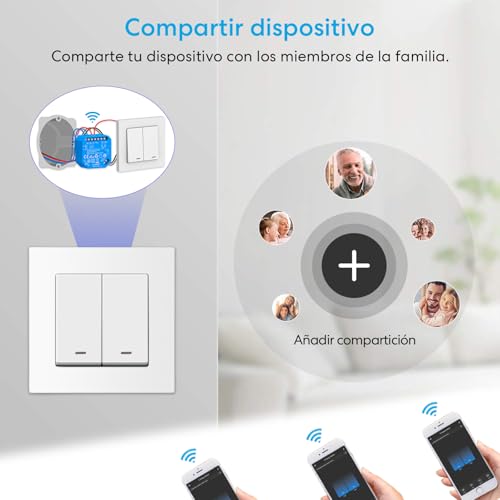 LoraTap Dual Interruptor Inteligente WiFi, 2 Gang, 2 Canales, Conmutador y Paralelo, Receptor 5A 1100W, Inalámbrico Módulo Relé, Alexa Google Home Compatible - imagen 7