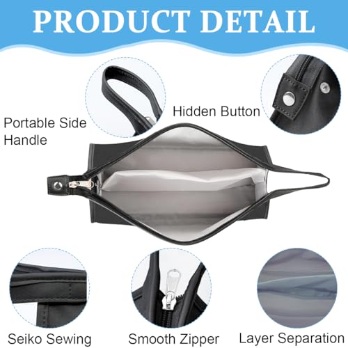 Image of MAYCREATE PU Leather Travel Case and Organizer Bag Combo for Dyson Airwrap Styler and Attachments, Waterproof, Shockproof, Dustproof Storage, Portable with Hanging Hook, Black, Gift Set