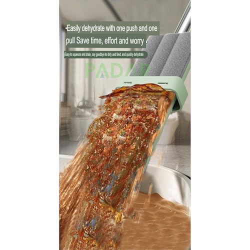 Image of PADAR Flat Mop for Floor Cleaning with Self Squeeze Slider, Hands-Free 360 Rotating Wet & Dry Microfiber Mop for Home & Kitchen, Stainless Steel Handle with 2 Reusable Washable Refill Pads