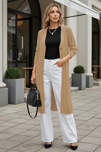 Image of Cakulo Womens Long Cardigans Cable Knit Chunky Cardigan Sweaters Open Front Fall Winter Fashion Outfits Coats 2025