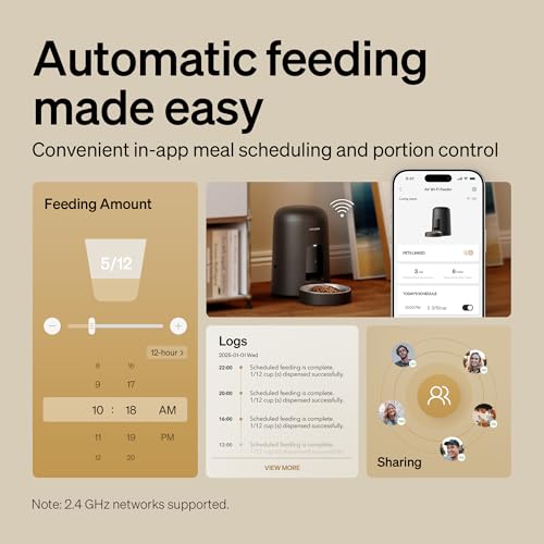 PETLIBRO Automatic Cat Feeder, Wi-Fi Rechargeable Cats Food Dispenser Battery-Operated with 30-Day Life, AIR 2.4G Wi-Fi Timed Pet Feeder for Cats & Dogs, 2L Auto Cat Feeder, Black - Image 3