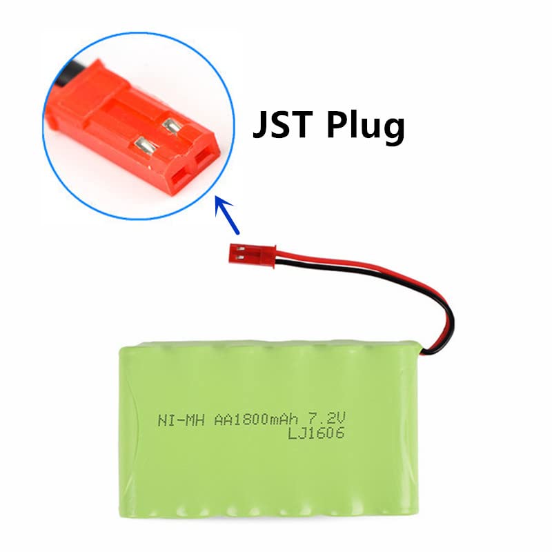 CBB Batería recargable de 7,2 V 1800 mAh con enchufe JST AA NiMH para excavadora RC Juguetes RC