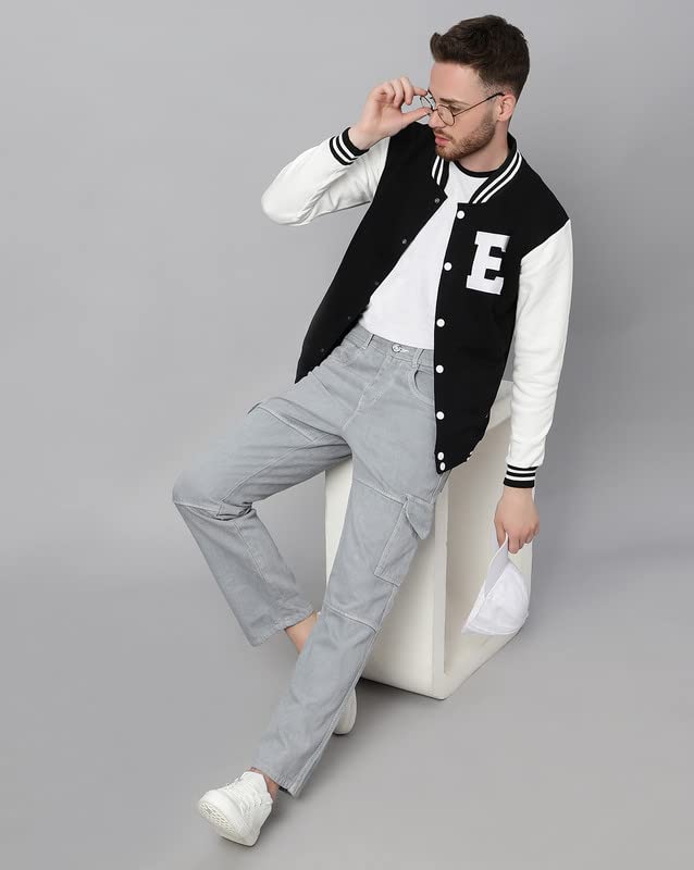Image of BE SAVAGE Men's Cotton Blend Standard Length Varsity Jacket