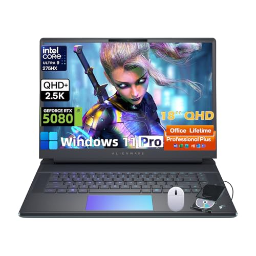 Image of Alienware (2025) 18 Area-51 Gaming Laptop • Intel Ultra 9 275HX • GeForce RTX 5080 16GB GDDR7 • 18 inch QHD+ 3000Hz, Wi-Fi 7, Ai NPU • Quad Fan Cooling • AlienFX RGB • Office Lifetime • 64GB DDR5, 2TB SSD